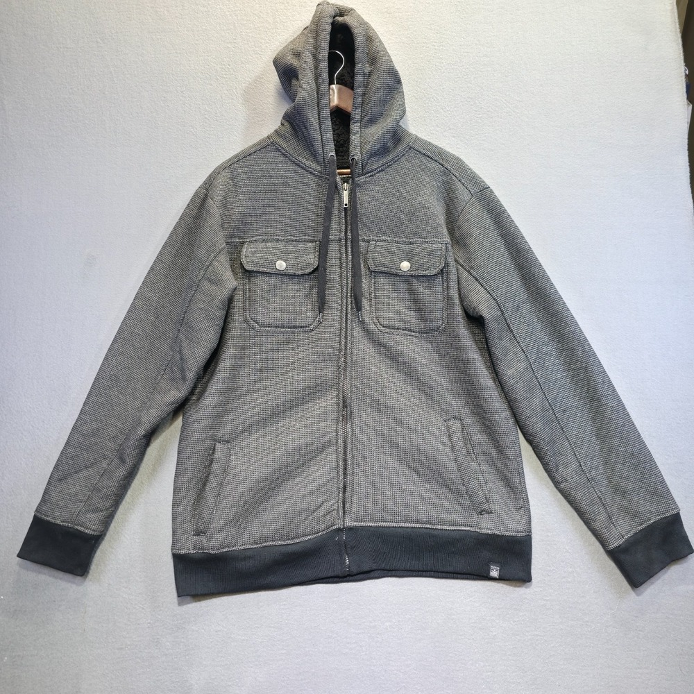 MK Machine Men's Black & Gray Hooded Full‎ Zip Coat Size XL